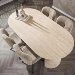 Nest of Nora Eettafel Nino - Ovaal 180 cm - Keramiek travertin