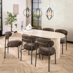 Nest of Nora Eettafel Nino - Ovaal 180 cm - Keramiek travertin