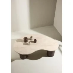 Nest of Nora Ovale salontafel Anli - Travertinlook - MDF - Beige
