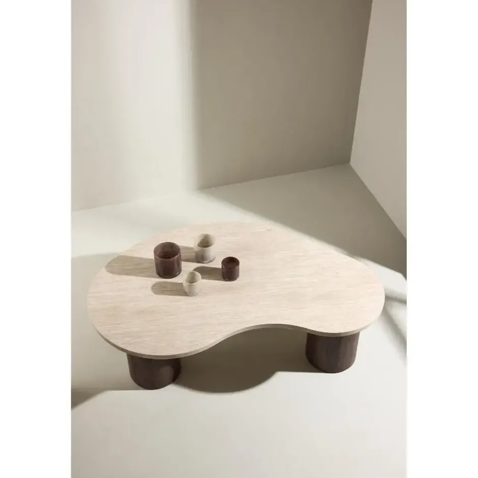 Nest of Nora Ovale salontafel Anli - Travertinlook - MDF - Beige