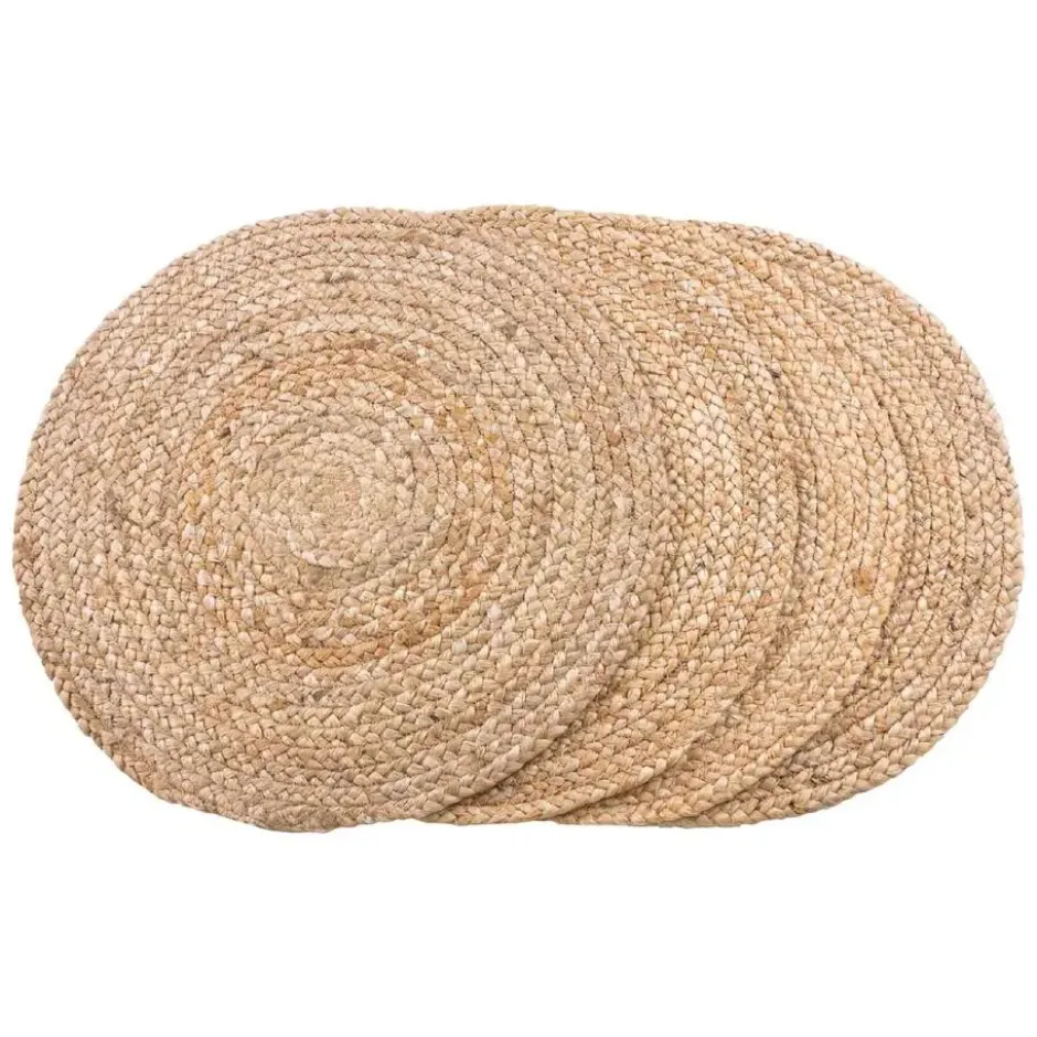 Nest of Nora 4 pack Placemats rond jute gevlochten ø38 cm - Natural