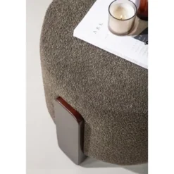 Nest of Nora Poef Bouclé - Voetenbank - Donkerbruin/Coffee/Grijs