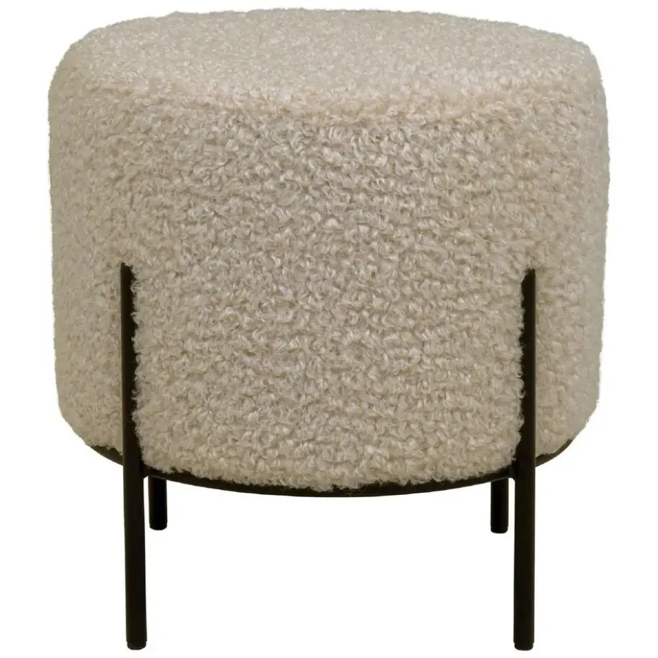 Nest of Nora Poef teddy - Voetenbank rond 35,5x37 cm - Grijs / bruin