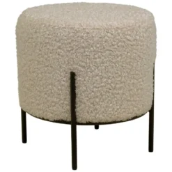 Nest of Nora Poef teddy - Voetenbank rond 35,5x37 cm - Grijs / bruin
