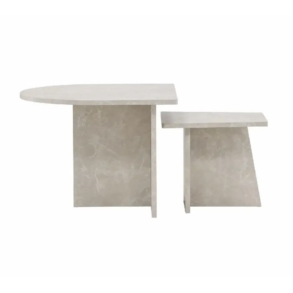 Nest of Nora Salontafel set van 2 - Marmerlook - Beige