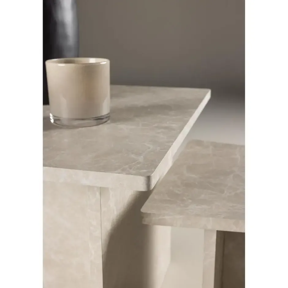 Nest of Nora Salontafel set van 2 - Marmerlook - Beige