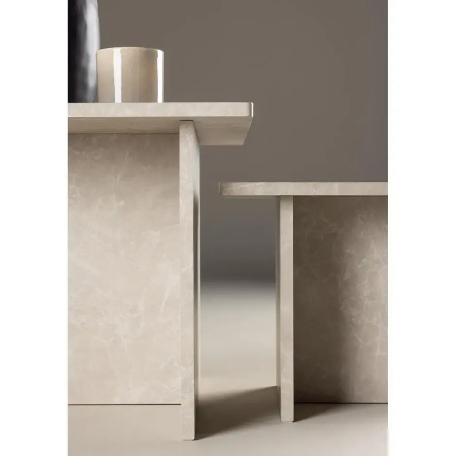 Nest of Nora Salontafel set van 2 - Marmerlook - Beige