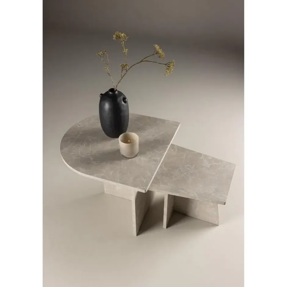 Nest of Nora Salontafel set van 2 - Marmerlook - Beige