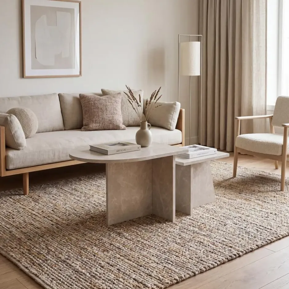 Nest of Nora Salontafel set van 2 - Marmerlook - Beige