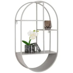 Nest of Nora Wandplank ovaal staal 35x15x60 cm - Grijs