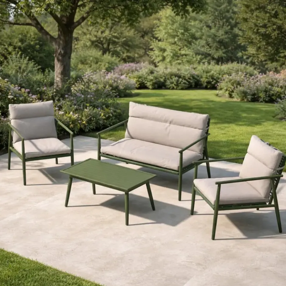 Nest outdoor Margret Tuin Loungeset Groen - Met Zitkussens