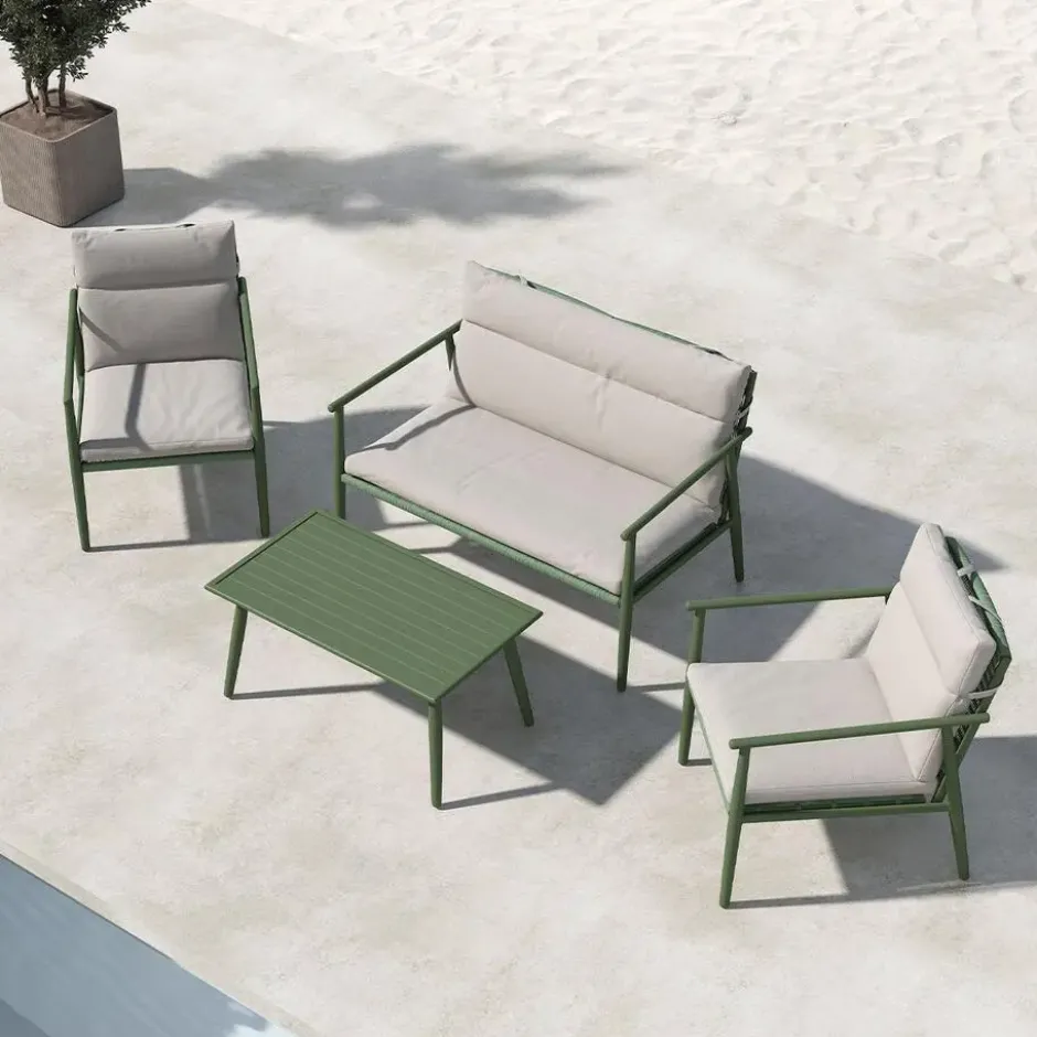 Nest outdoor Margret Tuin Loungeset Groen - Met Zitkussens