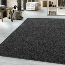 Nizza Effen Vloerkleed Laagpolig Uni Antraciet - 280x370 CM