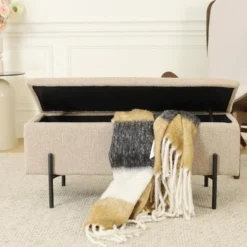 Nolon Jente bankje met opbergruimte bouclé beige