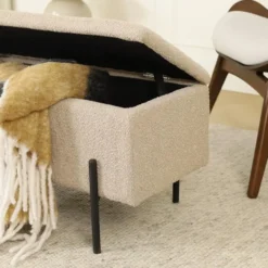 Nolon Jente bankje met opbergruimte bouclé beige