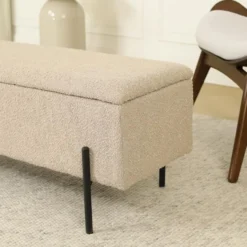 Nolon Jente bankje met opbergruimte bouclé beige