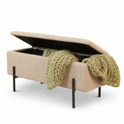 Nolon Jente bankje met opbergruimte bouclé beige