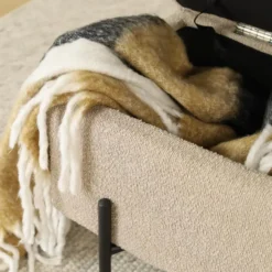 Nolon Jente bankje met opbergruimte bouclé beige