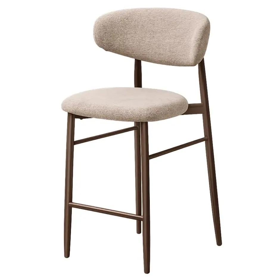 Nolon Jolien Barkruk 65 cm taupe mixed - walnoten onderstel