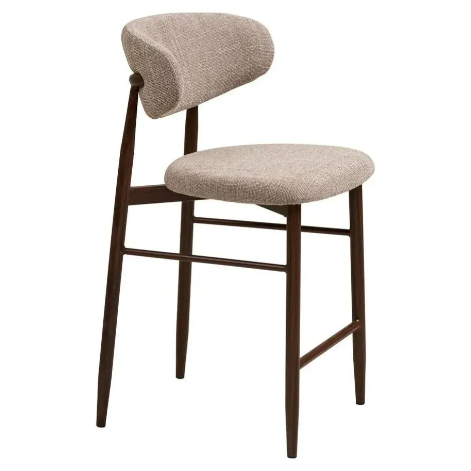 Nolon Jolien Barkruk 65 cm taupe mixed - walnoten onderstel