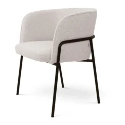 Nolon Josefien Eetkamerstoel Bouclé Beige - Armleuning - Zwarte Poten
