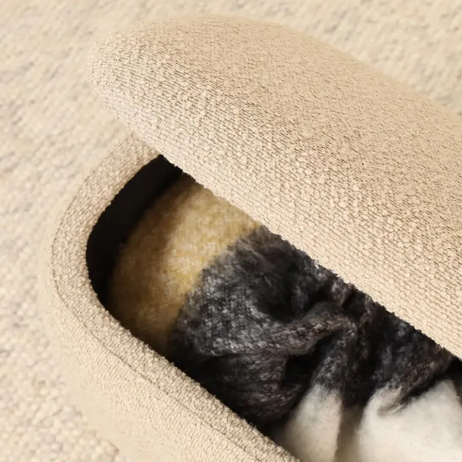 Nolon Juna bankje met opbergruimte bouclé taupe - 95 x 37 cm