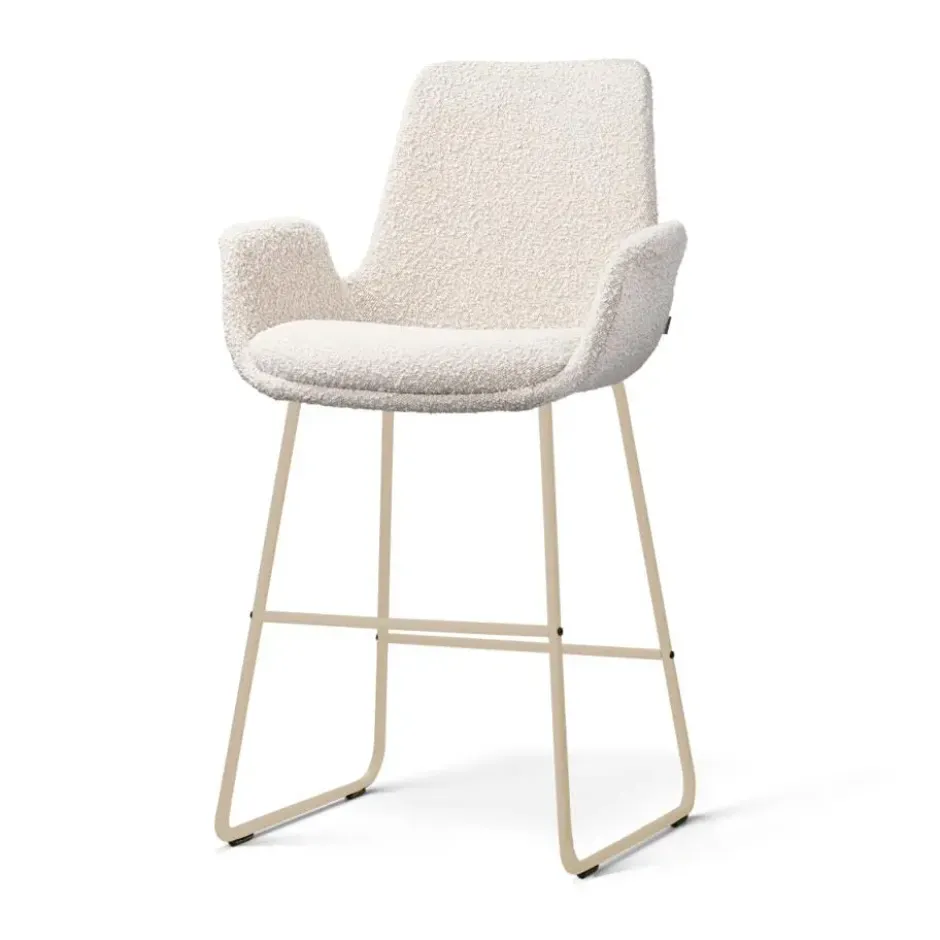 Nolon Nino-Eef barkruk bouclé beige - beige onderstel - 65 cm