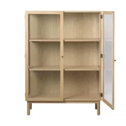 Nordic Home - Alrik eiken vitrinekast - 140 cm - naturel