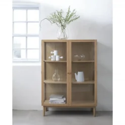 Nordic Home - Alrik eiken vitrinekast - 140 cm - naturel