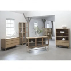 Nordic Home - Alrik eiken vitrinekast - 140 cm - naturel