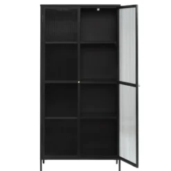 Nordic Home - Olan glazen vitrinekast - 190 cm - zwart