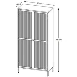 Nordic Home - Olan glazen vitrinekast - 190 cm - zwart