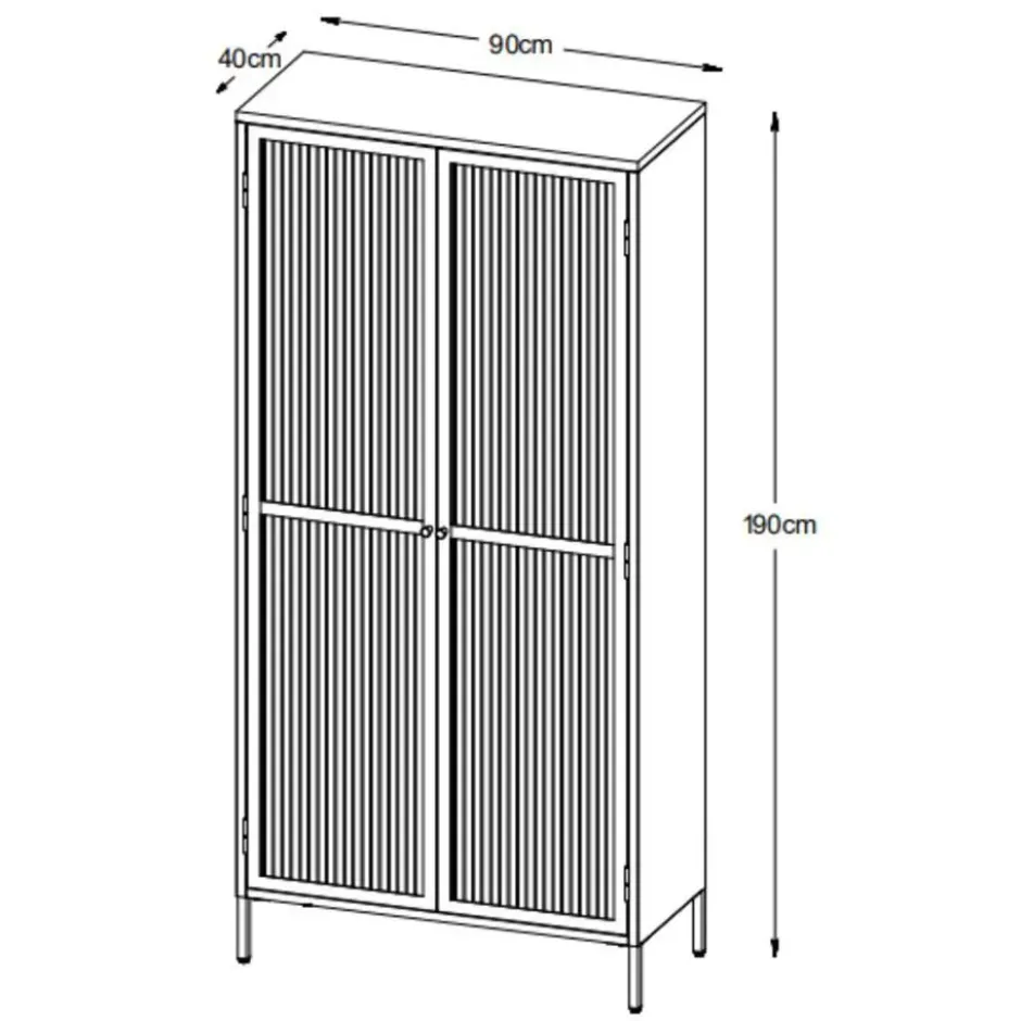 Nordic Home - Olan glazen vitrinekast - 190 cm - zwart