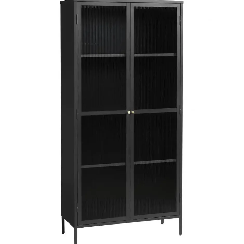 Nordic Home - Olan glazen vitrinekast - 190 cm - zwart