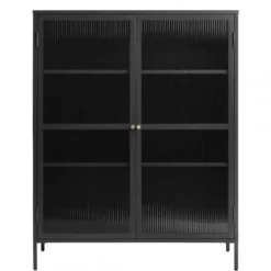 Nordic Home - Olan glazen vitrinekast - 140 cm - zwart