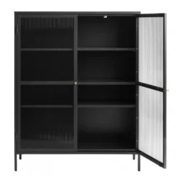 Nordic Home - Olan glazen vitrinekast - 140 cm - zwart