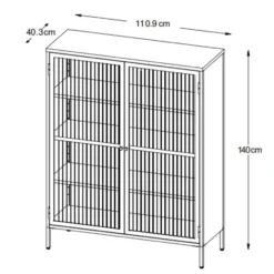 Nordic Home - Olan glazen vitrinekast - 140 cm - zwart