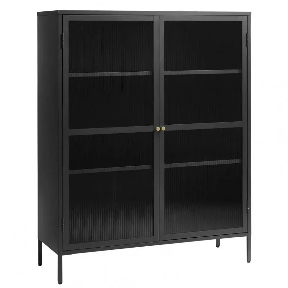Nordic Home - Olan glazen vitrinekast - 140 cm - zwart
