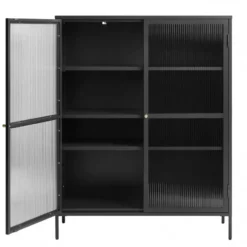 Nordic Home - Olan glazen vitrinekast - 140 cm - zwart
