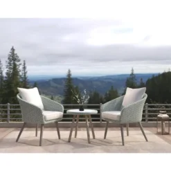 Nordic Home - Seth bistro set wicker - grijs/hout