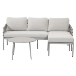 Novi Bente loungeset 3-delig chaise longue - zand