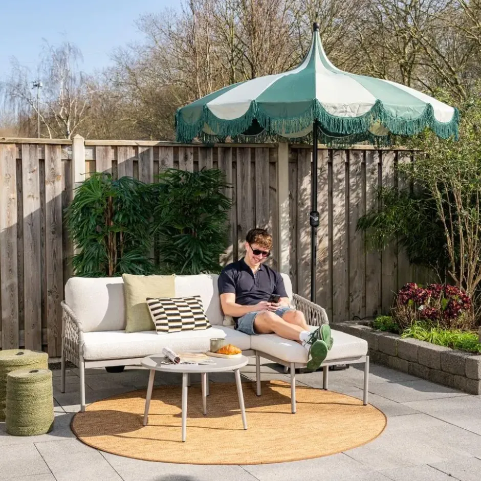 Novi Bente loungeset 3-delig chaise longue - zand