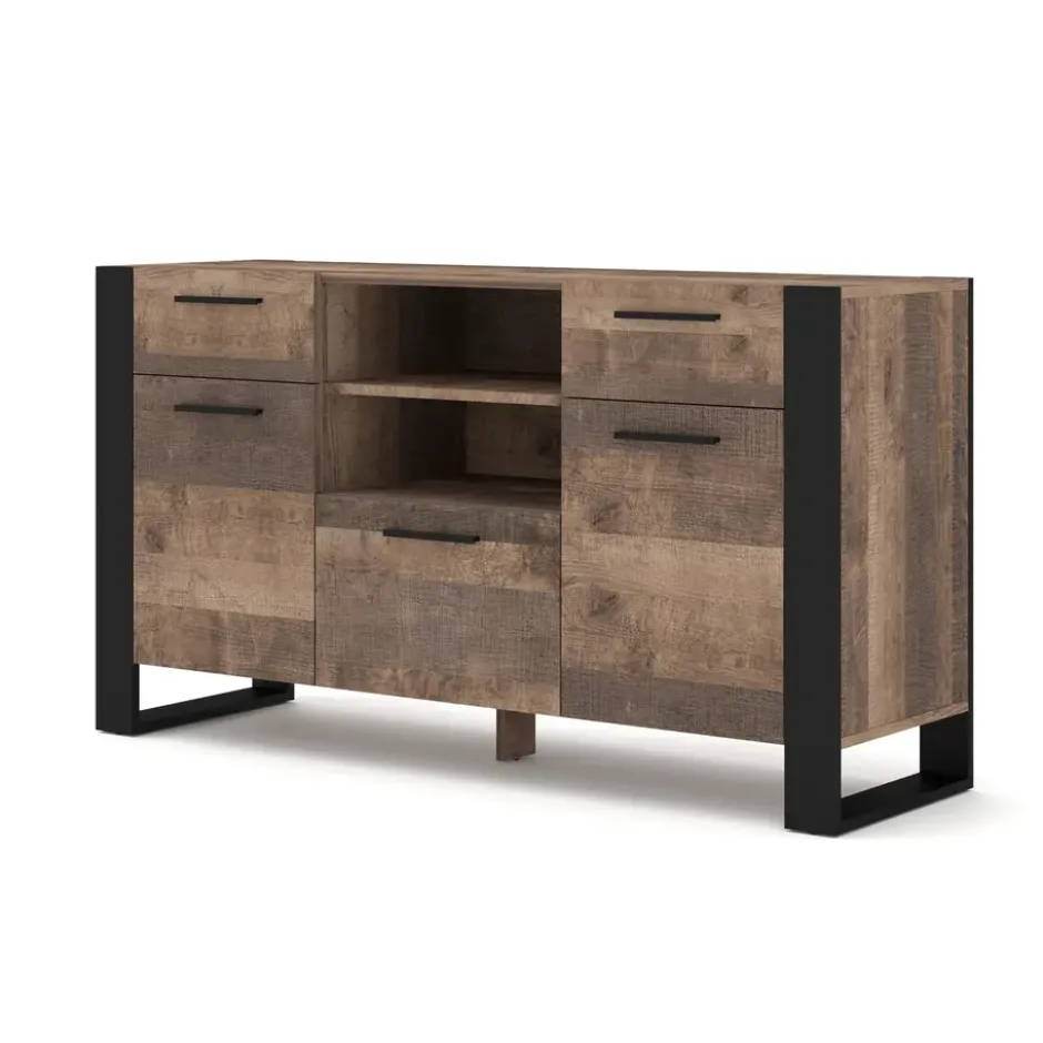 NUKA C dressoir 155 cm zwart grange eiken