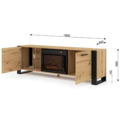NUKA TV meubel ladekast 180 cm eiken artisan met elektrische haard