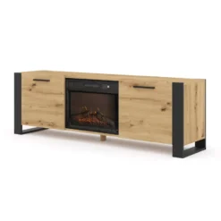 NUKA TV meubel ladekast 180 cm eiken artisan met elektrische haard
