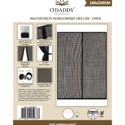 O'DADDY Deurgordijn Deluxe FIBER - Magnetisch Vliegengordijn 184x230 Zwart