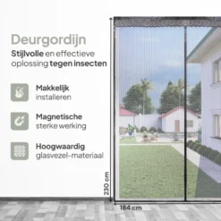 O'DADDY Deurgordijn Deluxe FIBER - Magnetisch Vliegengordijn 184x230 Zwart