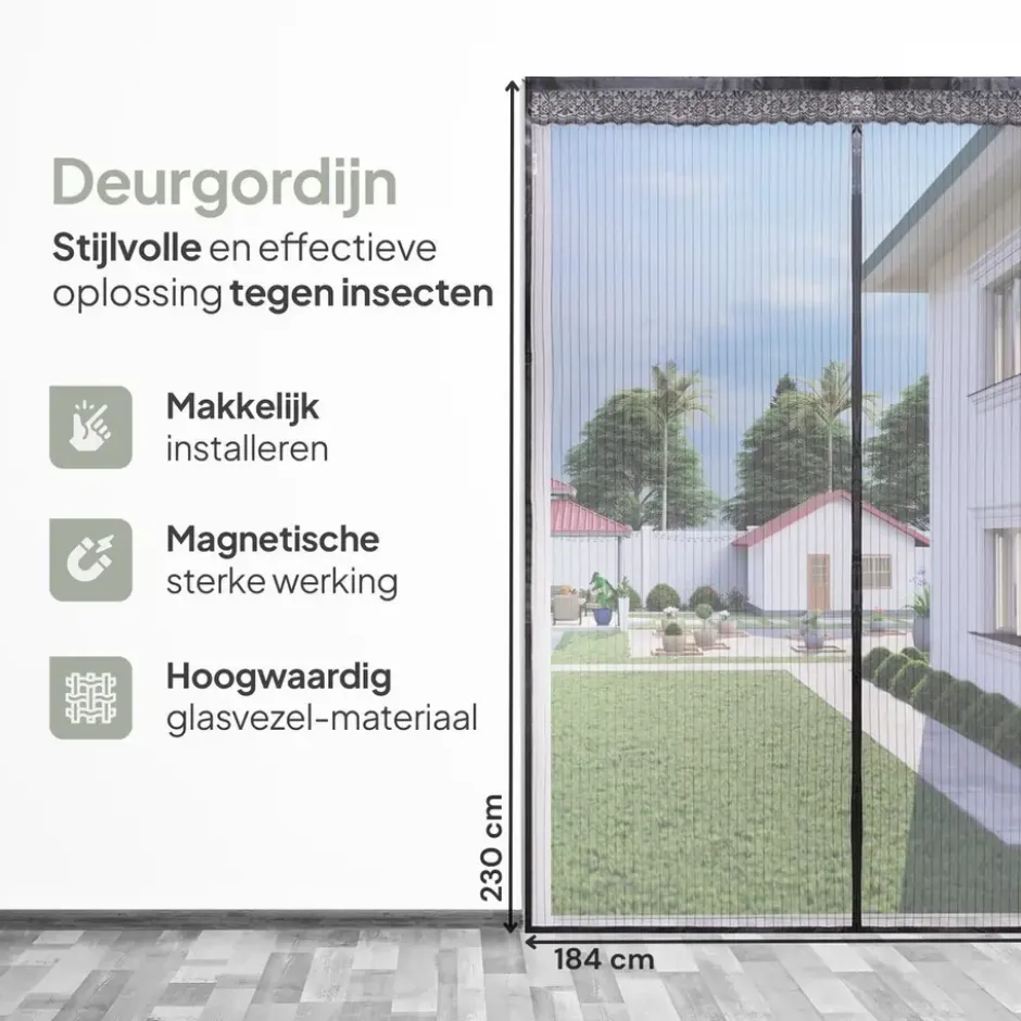 O'DADDY Deurgordijn Deluxe FIBER - Magnetisch Vliegengordijn 184x230 Zwart