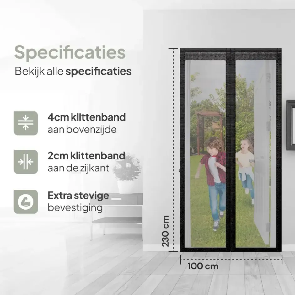 O'DADDY Deurgordijn Deluxe FIBER - Magnetisch Vliegengordijn 100x230 Zwart