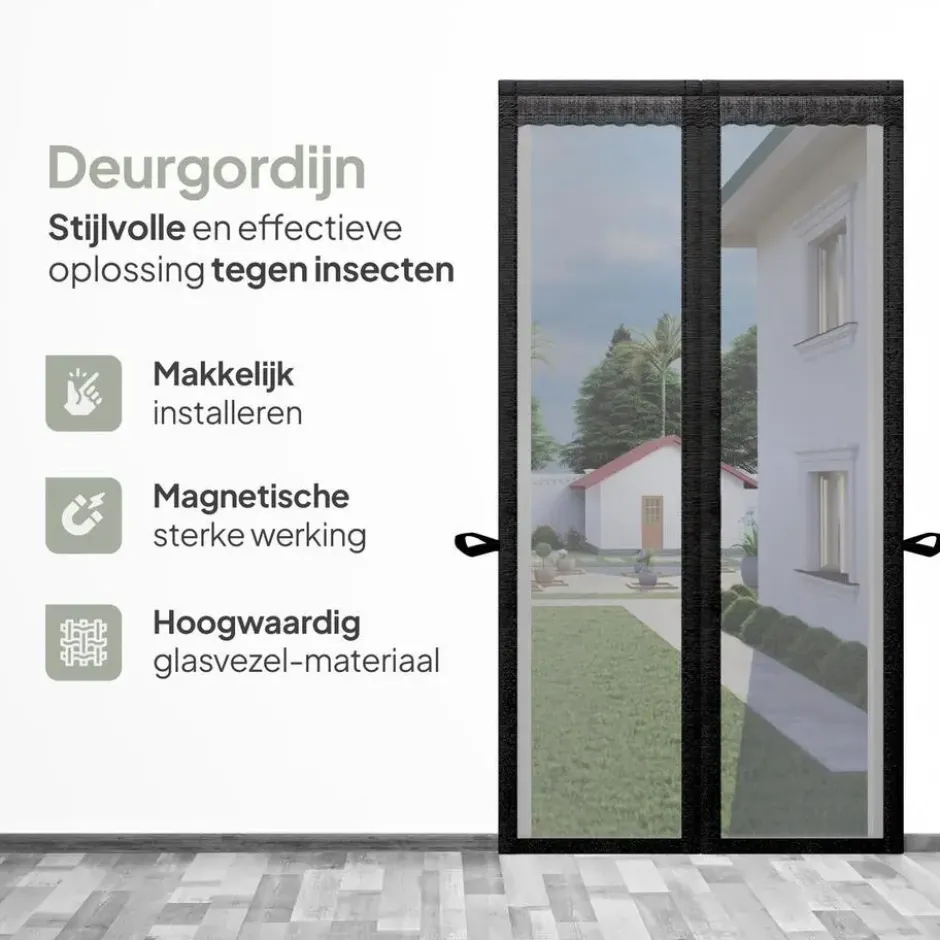 O'DADDY Deurgordijn Deluxe FIBER - Magnetisch Vliegengordijn 150x230 Zwart